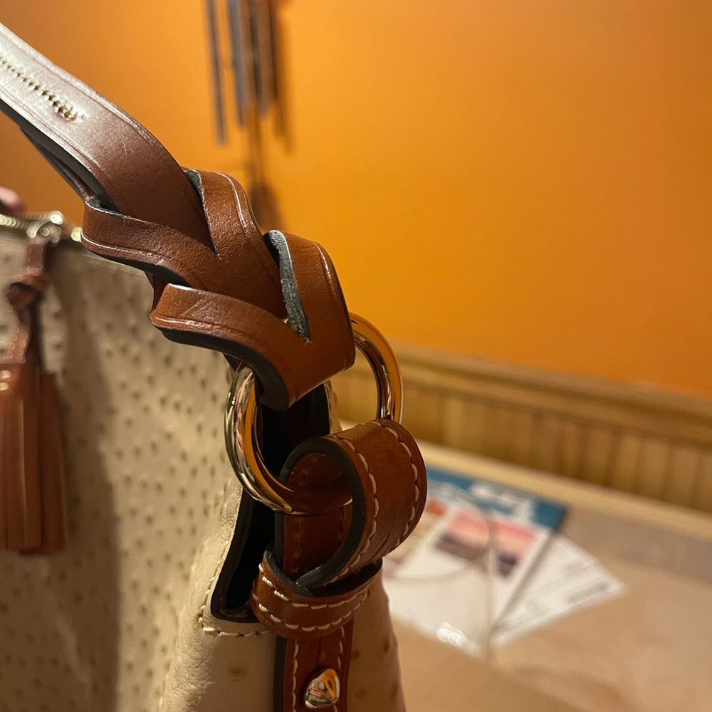 Dooney & Bourke Taupe Ostrich Twist Strap Hobo Bag - Picture 8 of 8
